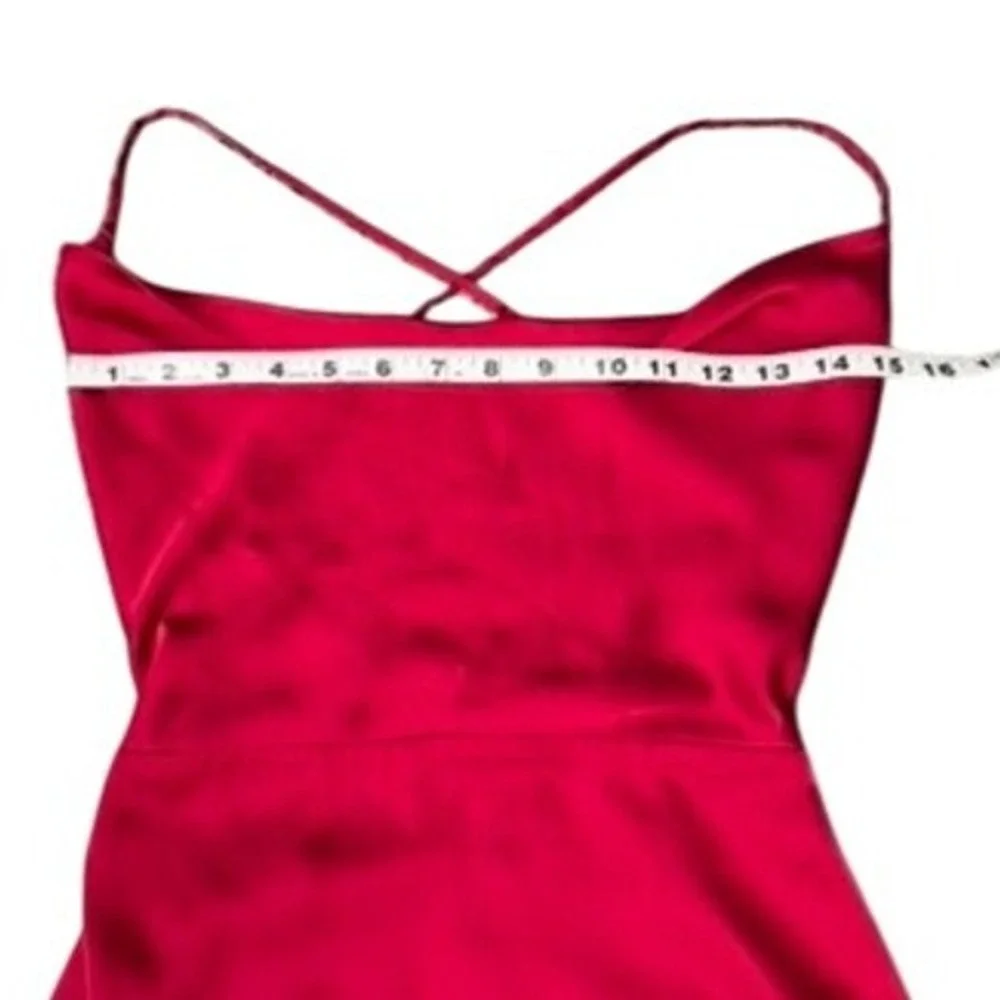 OH‎ POLLY Red Satin Cowl Neck Mini Dress UK 4 / US 0 Holiday Party - Picture 6 of 7